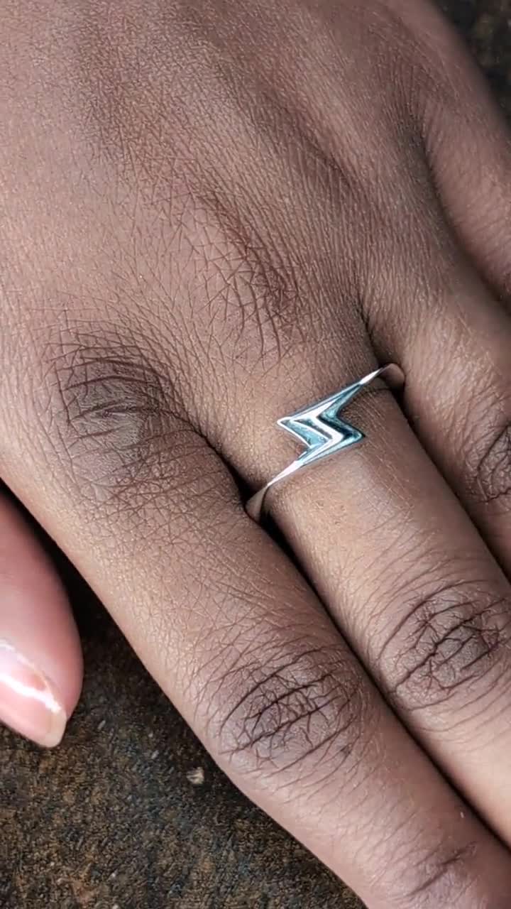 Anneau réglable en forme d'éclair, argent sterling (argent 925), coup de tonnerre, bijoux brillants, cadeaux mignons, qualité supérieure - France