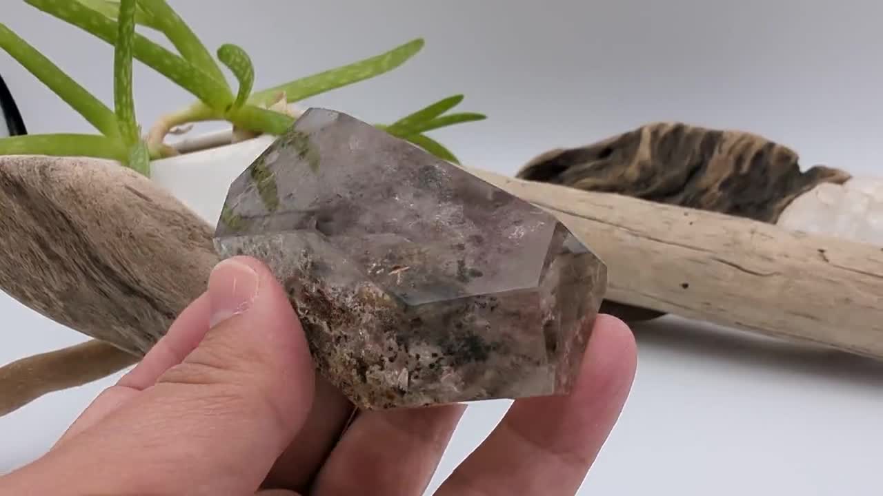 Glassy Garden Quartz Lodolite, Smokey Phantom Freeform (8cm) video poster