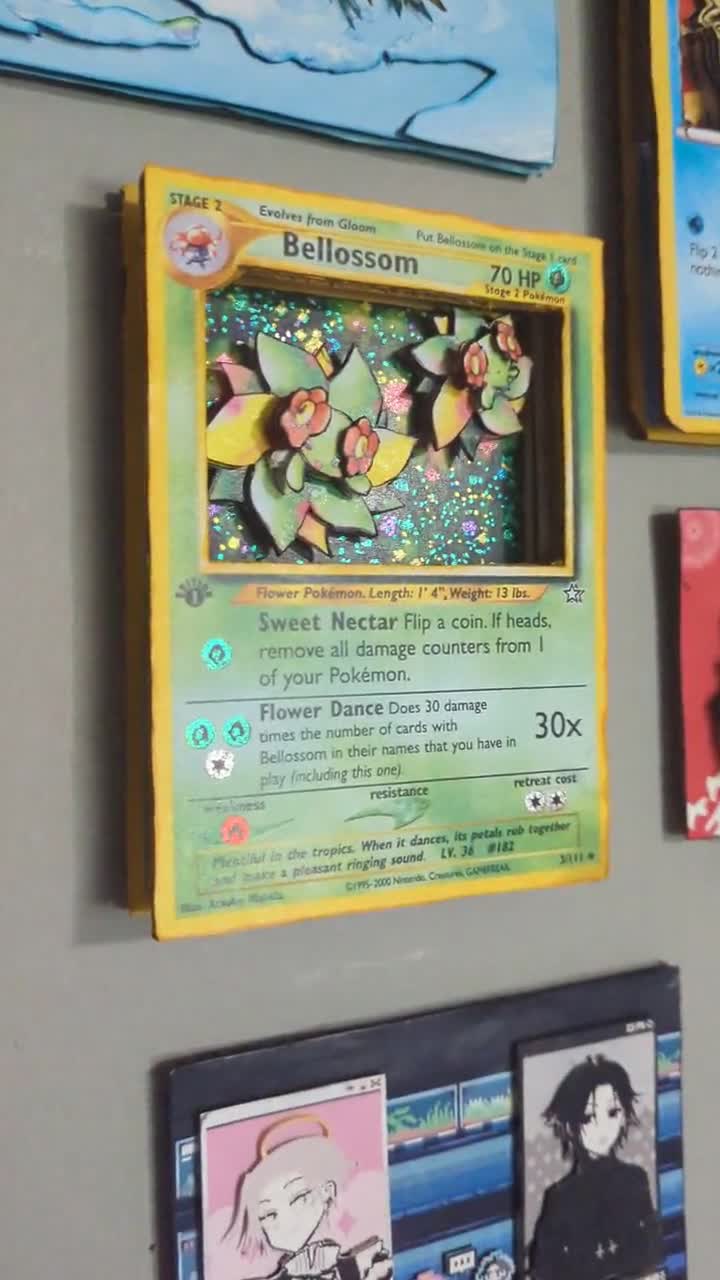 Pokemon Bellossom Neo Genesis Card Holo Glitter 3D Art Shadow Box