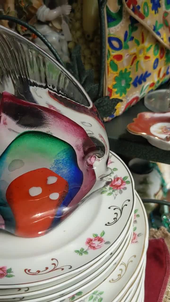 M Design Art Handcraft Italy Fish Glass Paperweight - Handmade Art Glass Decorative Piece