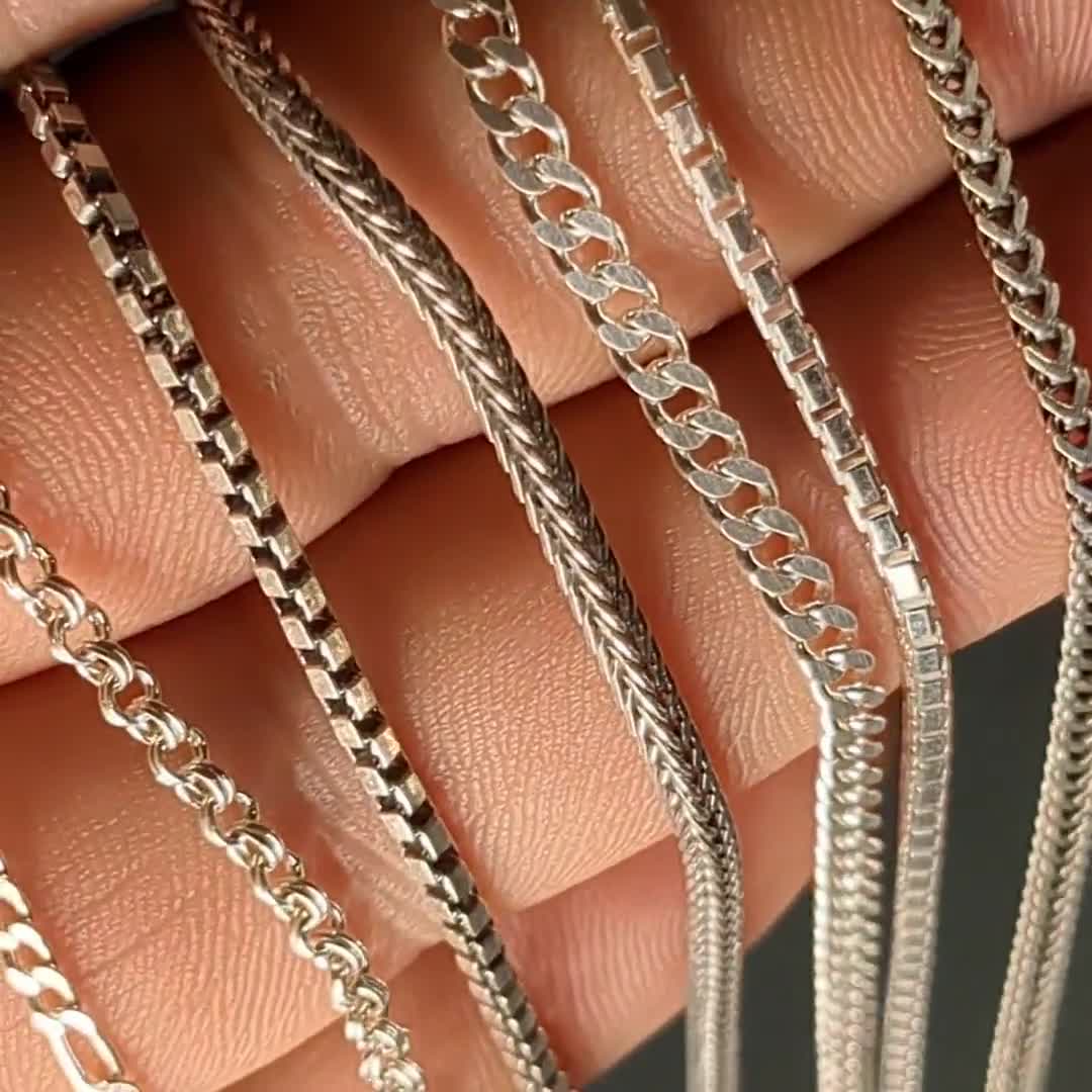 スターリングシルバーチェーンブレスレット、アンカー、フィガロ