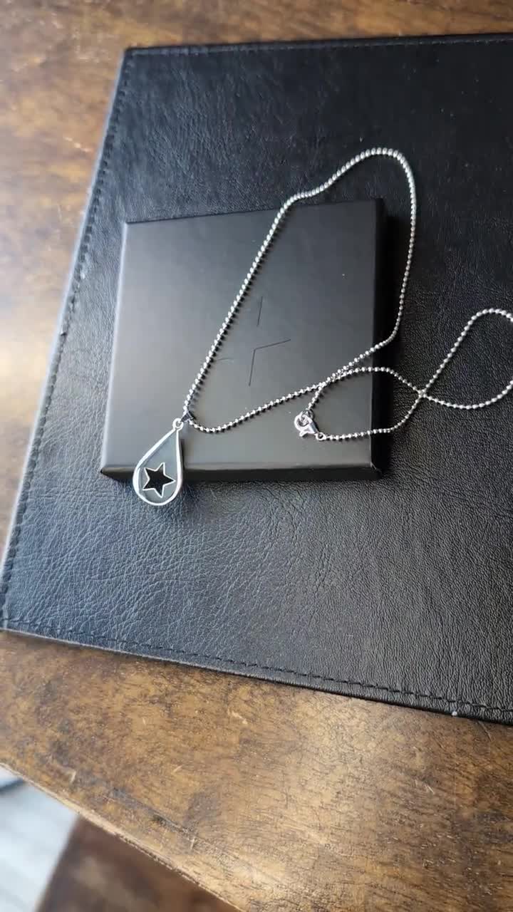Silver 925 Teardrop and Star Pendant Necklace Ball Chain