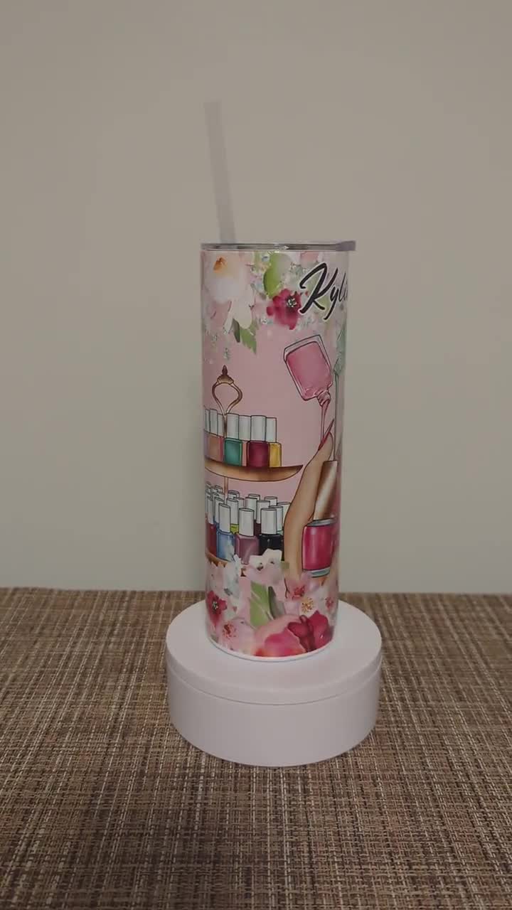 Personalized Nail Tech Tumbler - Laser Engraved Vacuum Insulated Stainless Steel 22 Oz Cup With Lid & Straw, Manicurist Gift