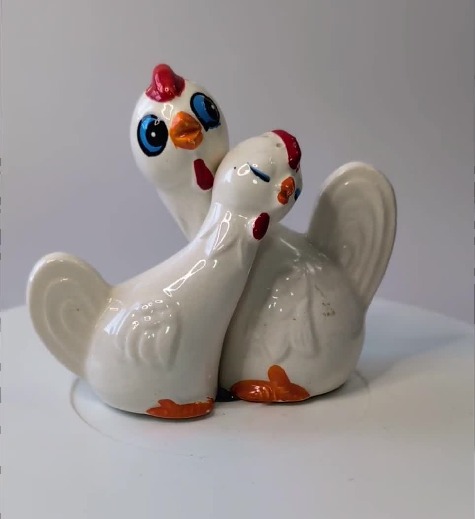 Salero Y Pimentero De Gallo Y Gallina – Cerámica Multicolor Lesser & Pavey Nuevo En Caja