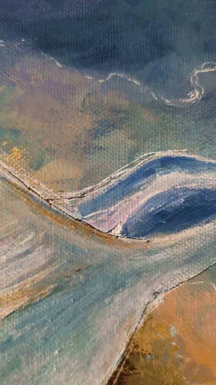 白鳥の絵画 – キャンバスに手描きされたオリジナルのアクリル画、金と