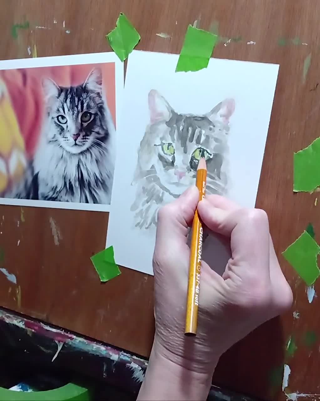 Pet Portrait Custom Hand Painted Personalize for Birthday or Memorial, 1-4 Pet Painting for Animal Lovers, 5x7 and 8x10 from Photo Reference video poster