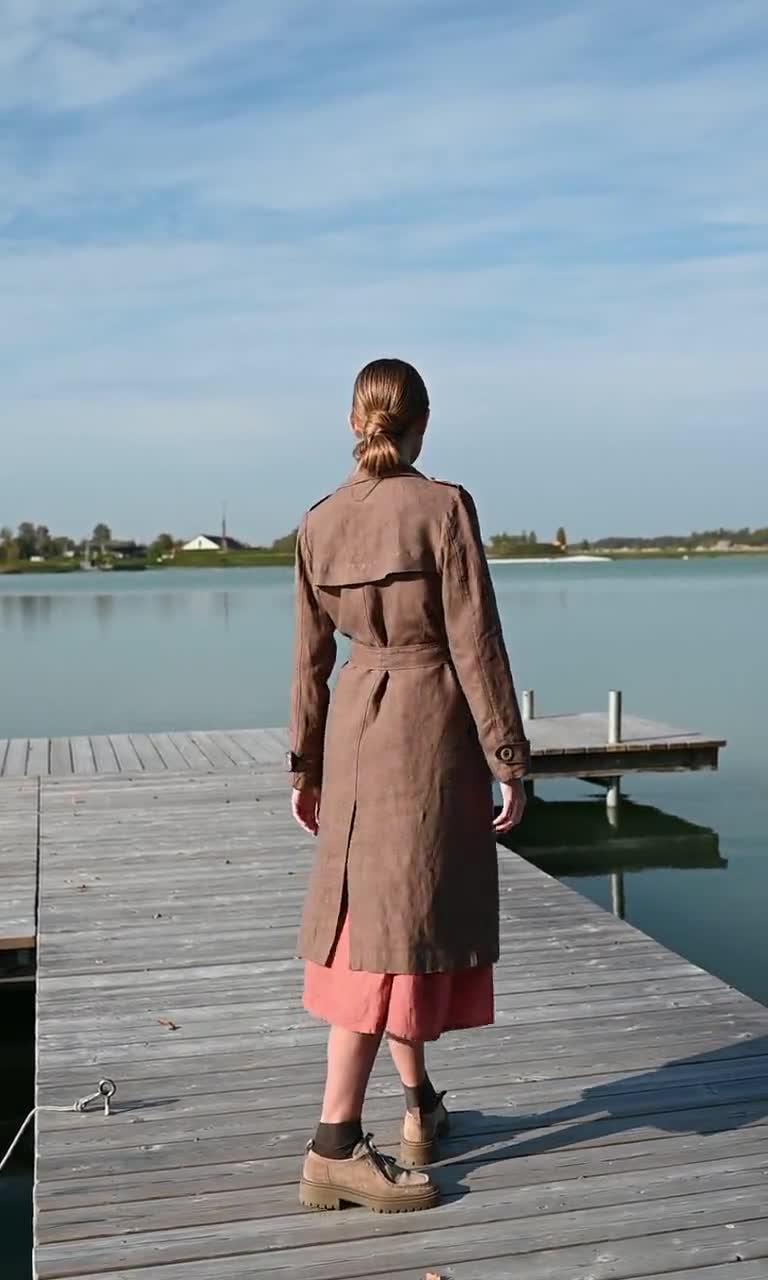 Lou heavy cacao coat - Linen trench coat - Linen coat - Linen jacket - Fall  linen coat