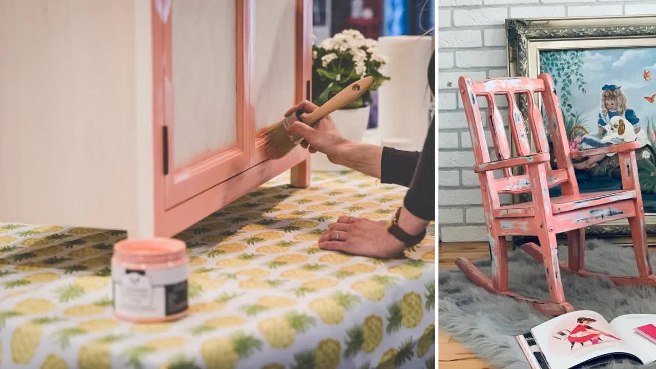 GRAPEFRUIT Coral Pink Chalk Based Paint Furniture and DIY Home Decor  Projects 