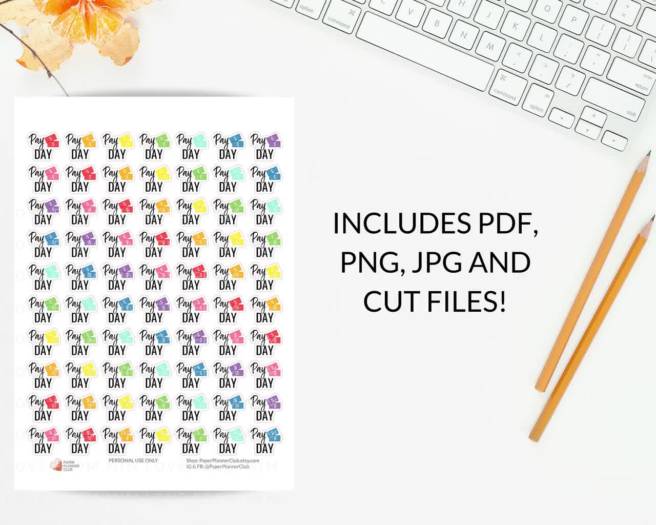 Pay Day Printable Planner Stickers