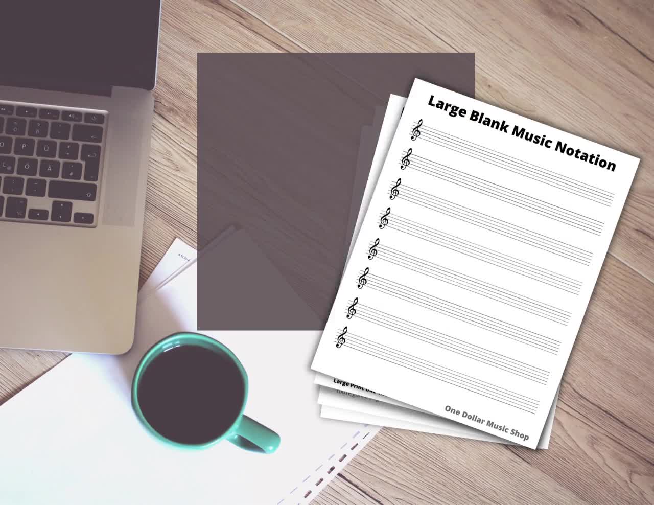 Very Large Music Notation Sheet, Printable Staff Paper Sight Vision  Impaired instant Download Large Print Sightless 