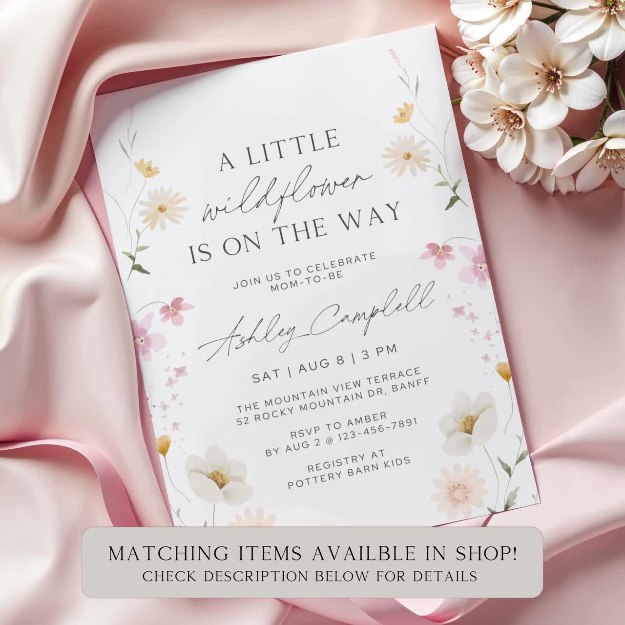 Pink Watercolor Flower Baby Shower Welcome Sign (digital Download