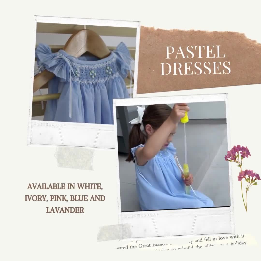 Pastel SUMA Collection Matching Sister Dresses Cotton Fabric, Smocked  Dresses, White, Ivory, Lavander, Light Blue, Pink, -  New Zealand
