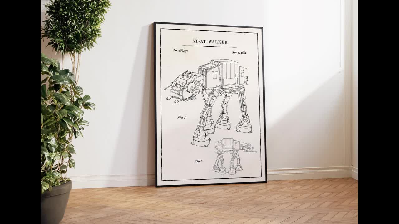 Star Wars Walker Patent, At-At Walker Art - Antique Vintage Throw Pillow