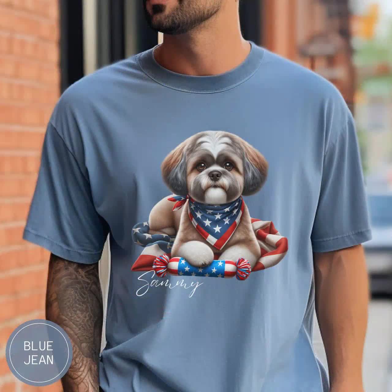 Custom Shih Poo Dog 4th of July Dog Shirt, Fourth of July Tshirt