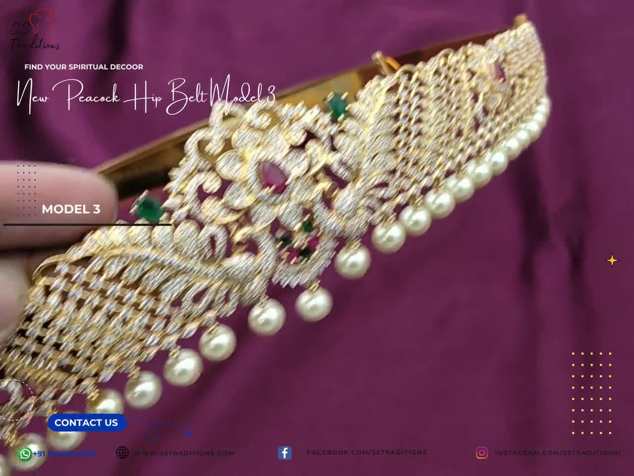 Indian Bridal Hip Belt/peacock Belly Belt/saree Challa  Kamarbandh/kamarpatta Hip Chain/cz Waist Belt/traditional  Jewelry/vaddanam/waist Belt 