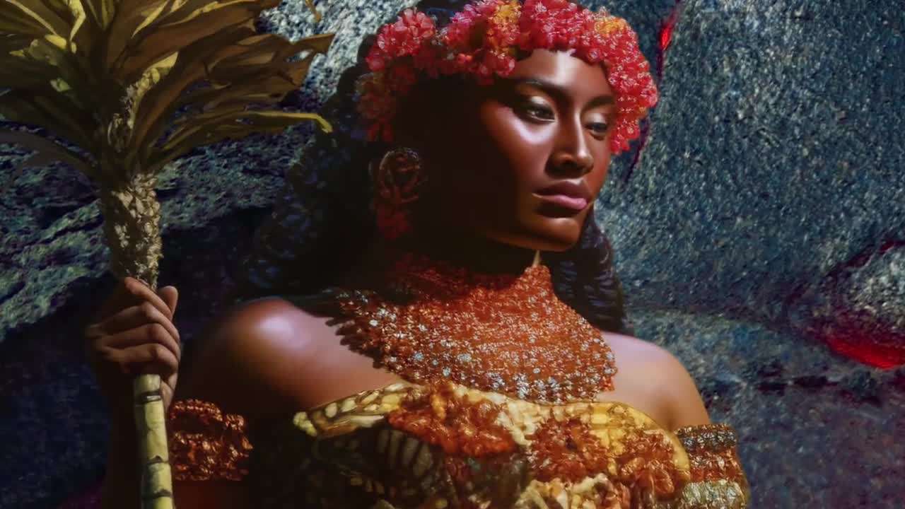 女神ペレのアートプリント：ハワイの火山女神（デジタル