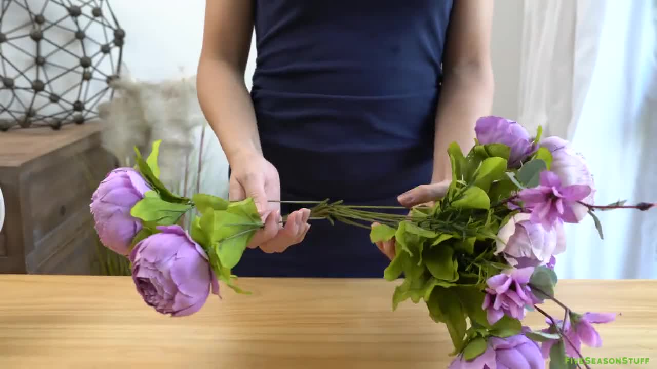 FiveSeasonStuff (Beige)Silk Peonies Artificial Flower Bouquet