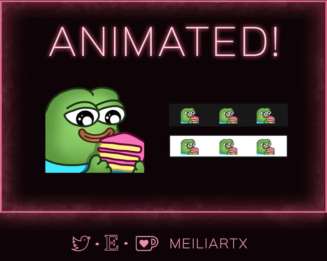 GEANIMEERDE EMOTE Pepe Cake Nom Frog Meme // Twitch - Discord - Stream!