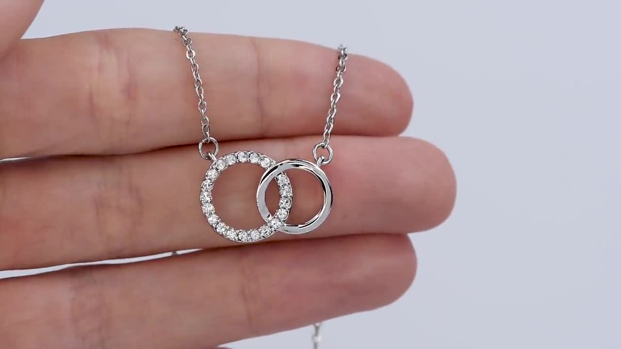 Aunt and Nieces Perfect Pair Interlocking Circle Necklace - 14K White Gold