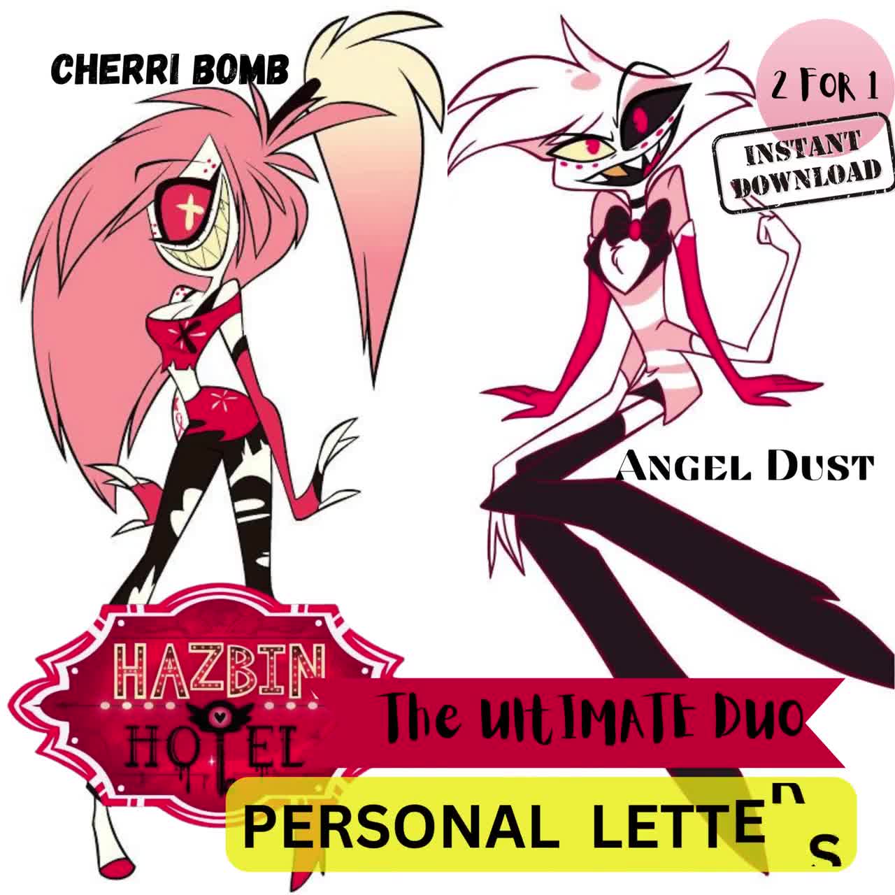 Personalize Letter from Cherri Bomb and Angel Dust, Downloadable letter  from Cherri bomb and Angel dust, Hazbin Hotel, Charlie, Adam