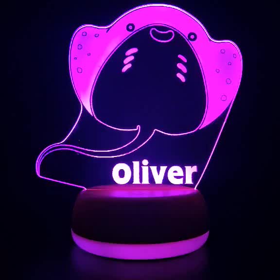 Personalised Stingray LED Night Light, Baby Gift, Gifts for Kids