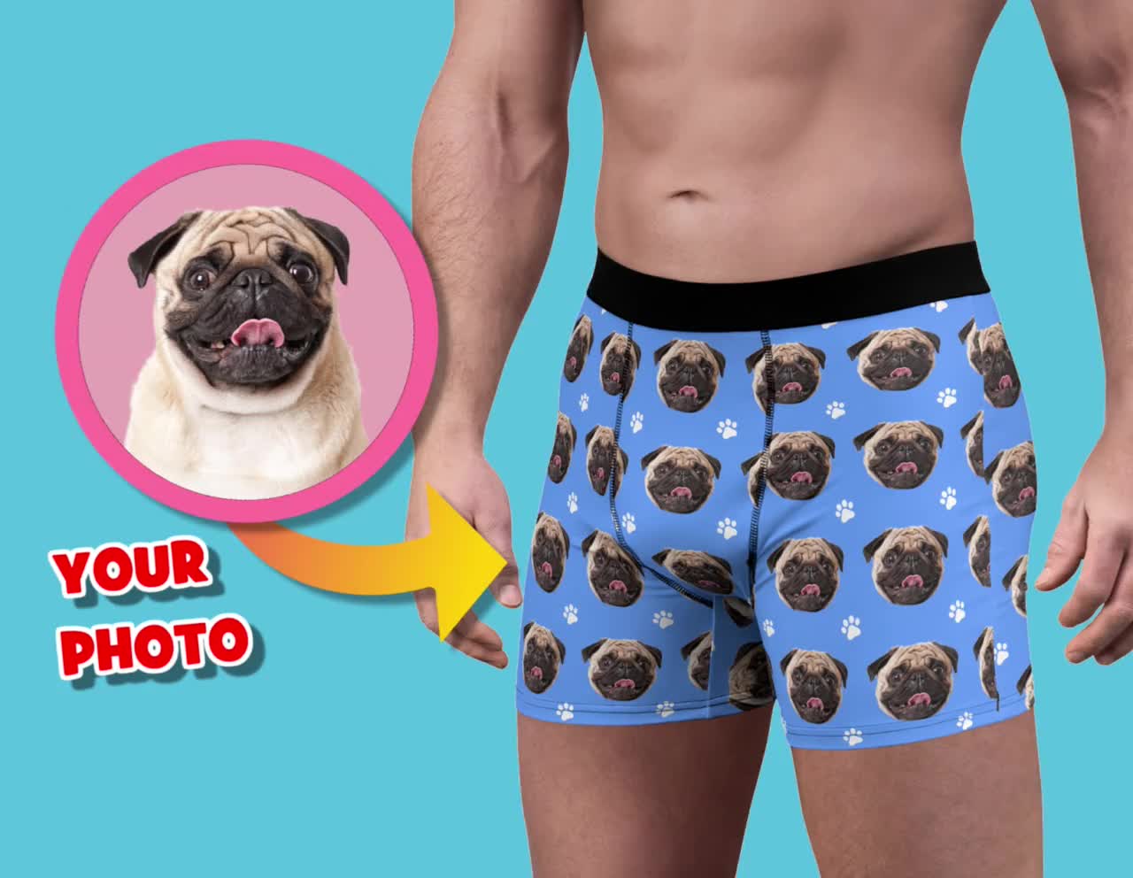 Cute kawaii dog face Men's Boxer Briefs fashion soft