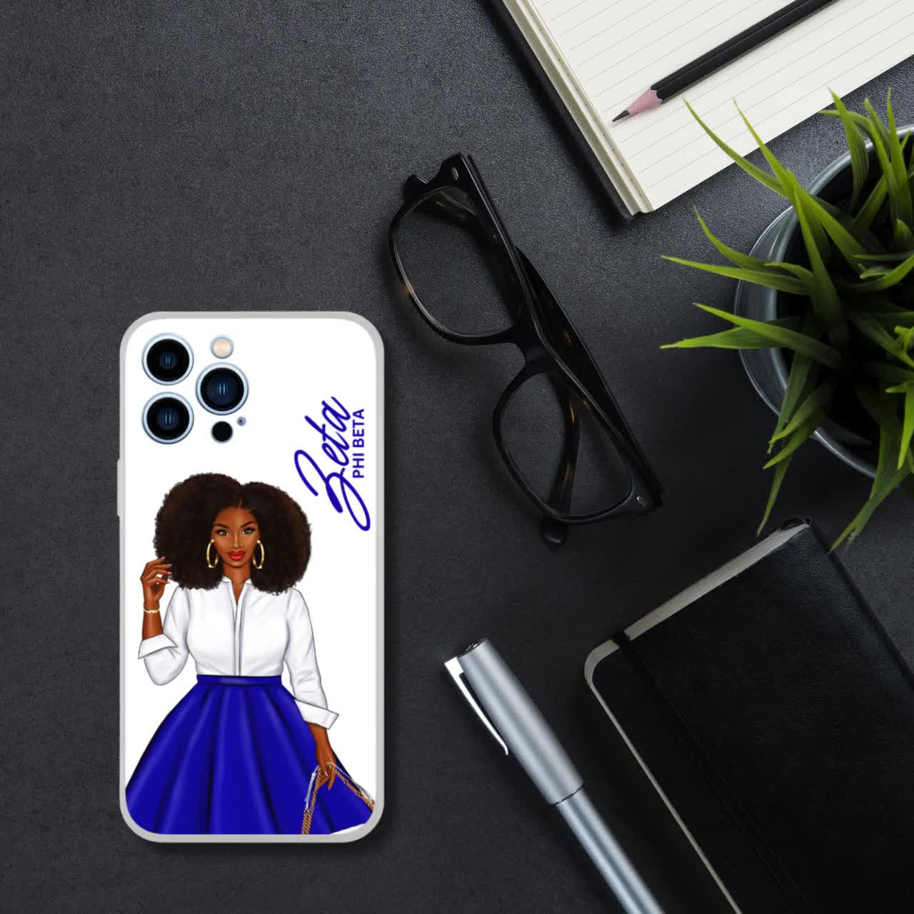 Zeta Phi Beta Sorority Phone Case (up to iPhone 15 ProMax & Galaxy 23Ult) |  ZPB Sorority Sister Gift Black Afro Girl |Graduation Mothers Day