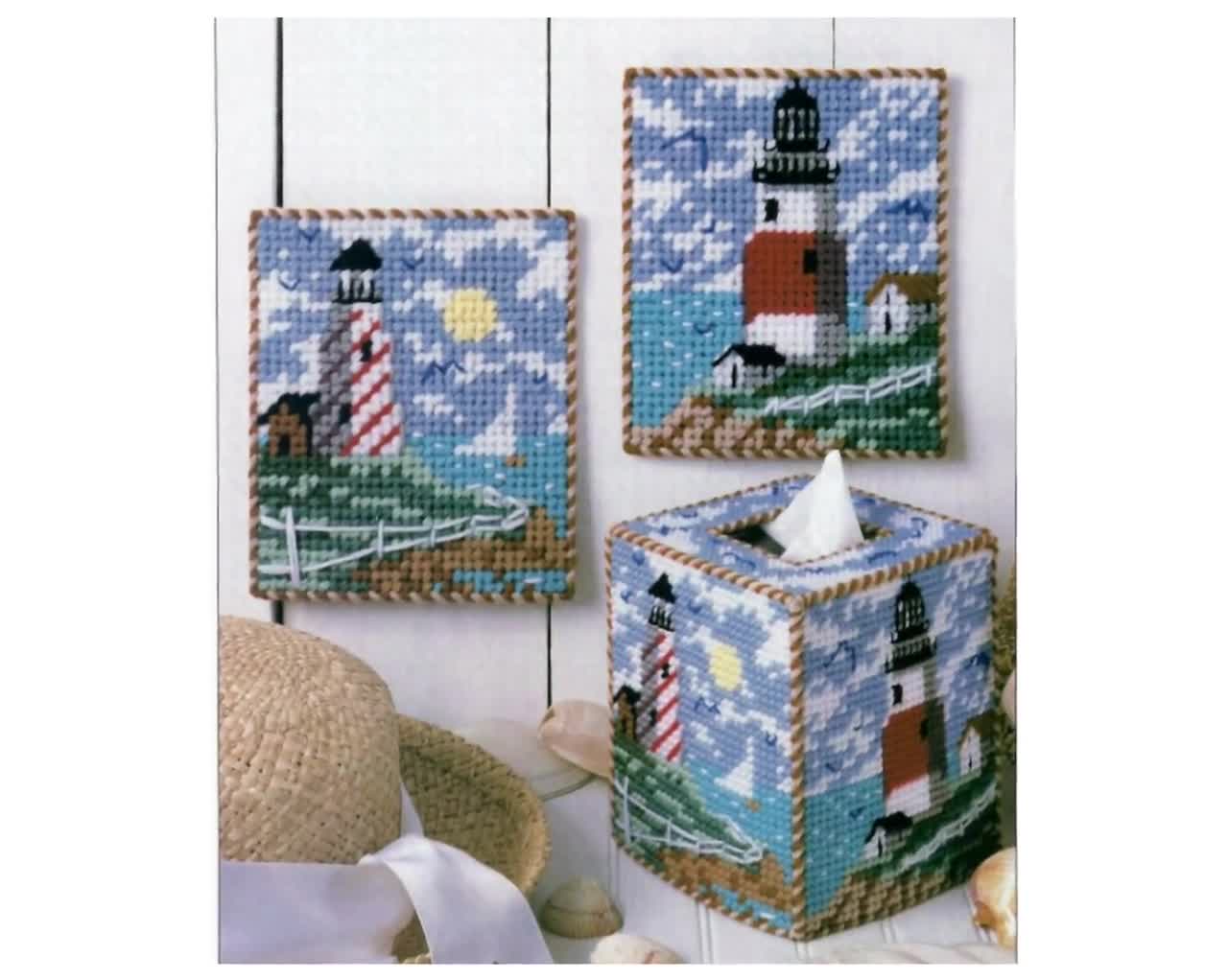 Lighthouses Tissue Box Cover & Wall Hangings Plastic Canvas Pattern - Etsy lighthouses-tissue-box-cover-wall-hangings-plastic-canvas-pattern-etsy