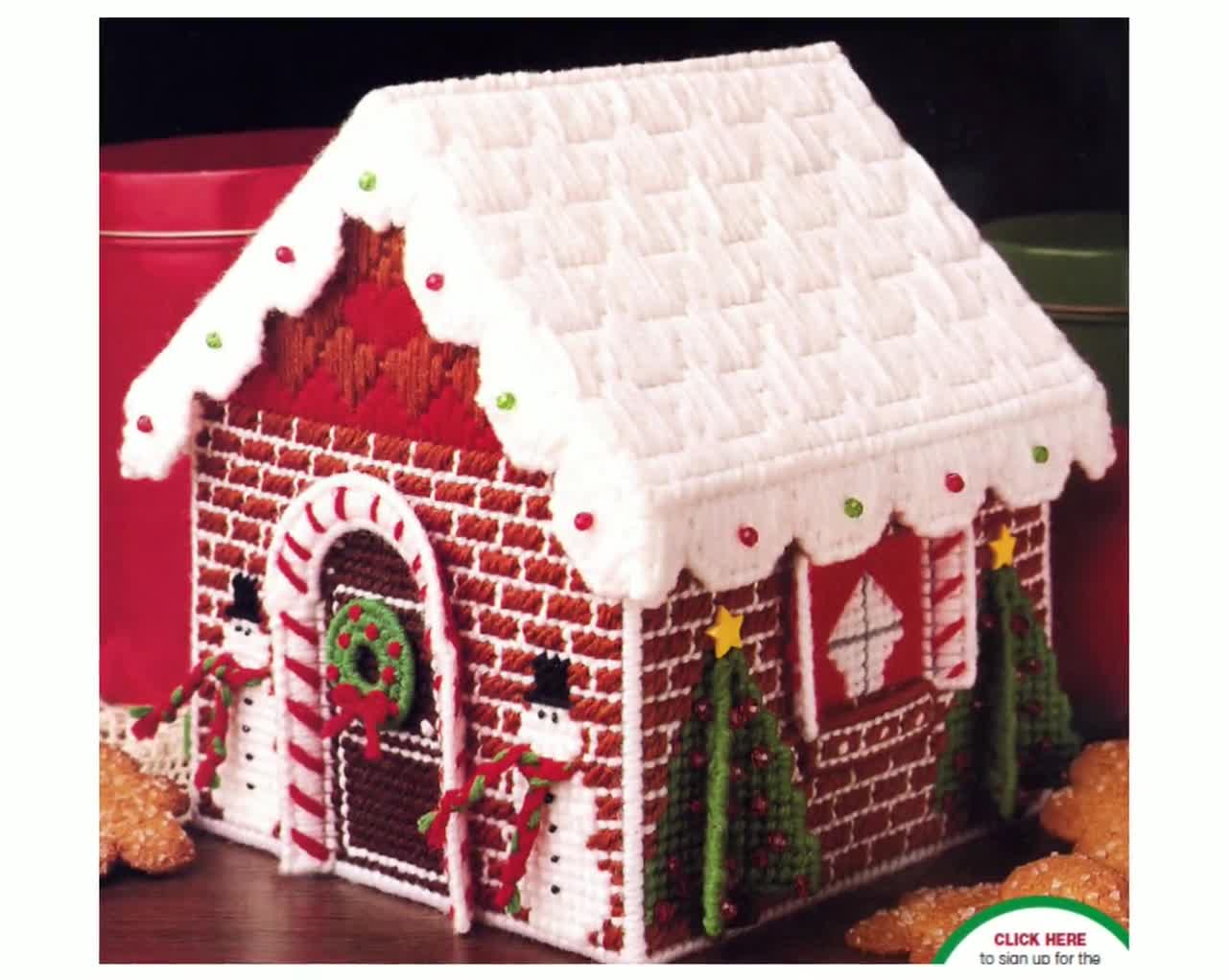 Christmas Gingerbread House Container Plastic Canvas Pattern - Etsy christmas-gingerbread-house-container-plastic-canvas-pattern-etsy