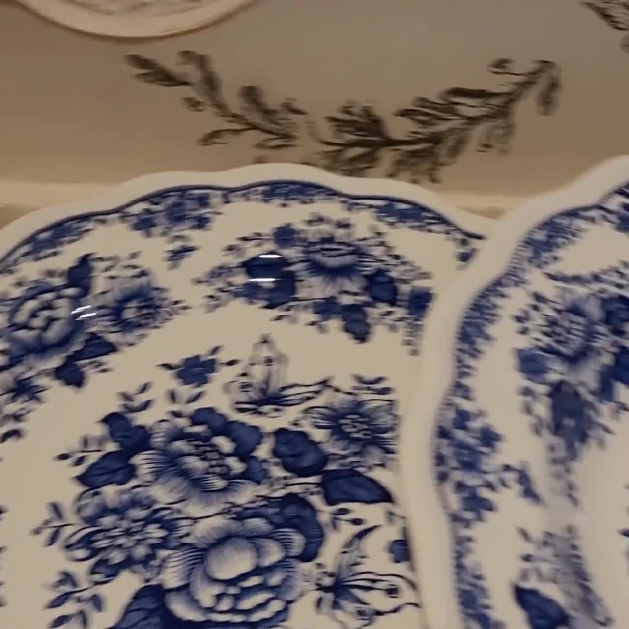 Trio of blue earthenware plates by N. Fontebasso 1760. Italian blue and  white plates.