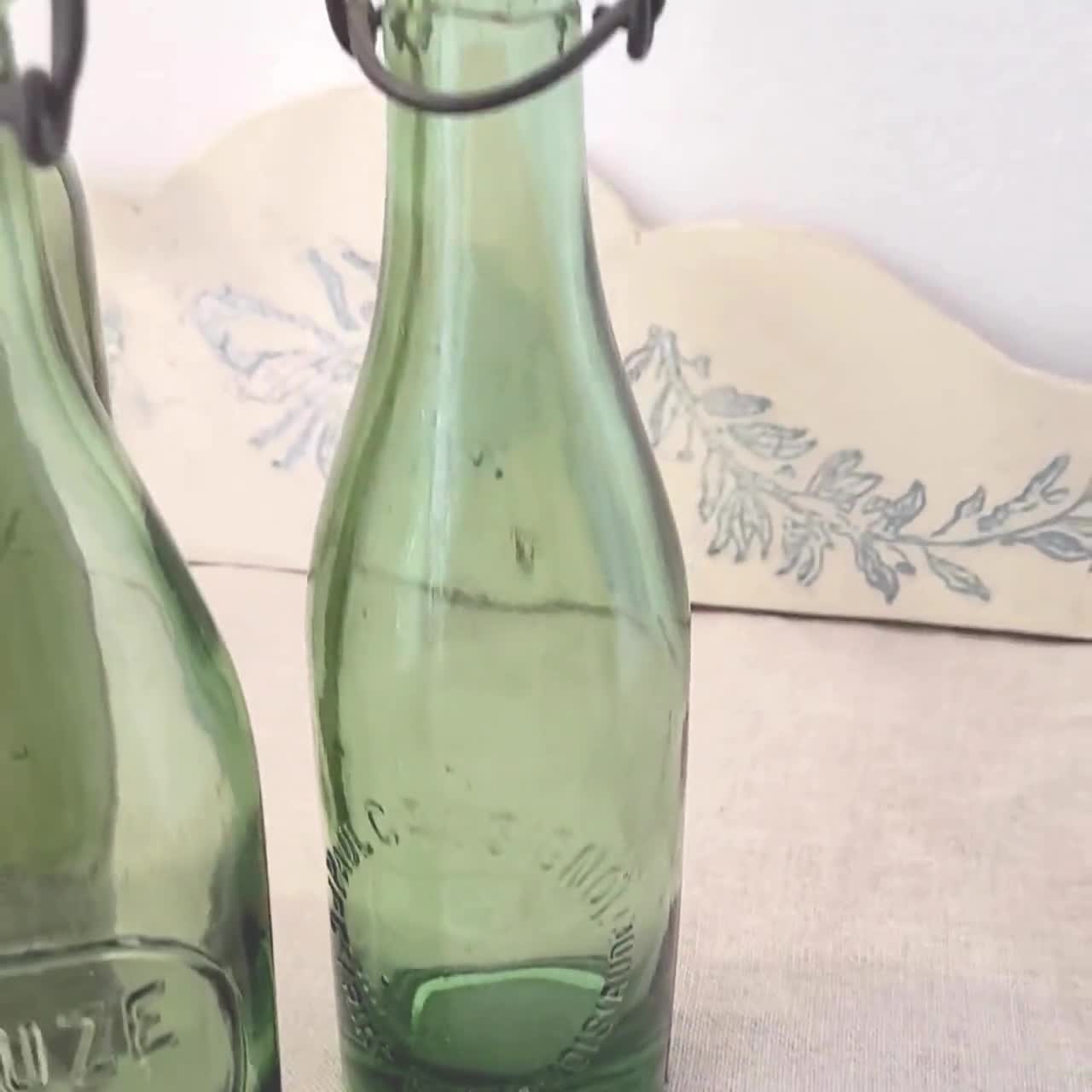 ヴィンテージの緑色のガラス製ビール瓶3本セット — Limoux Alet