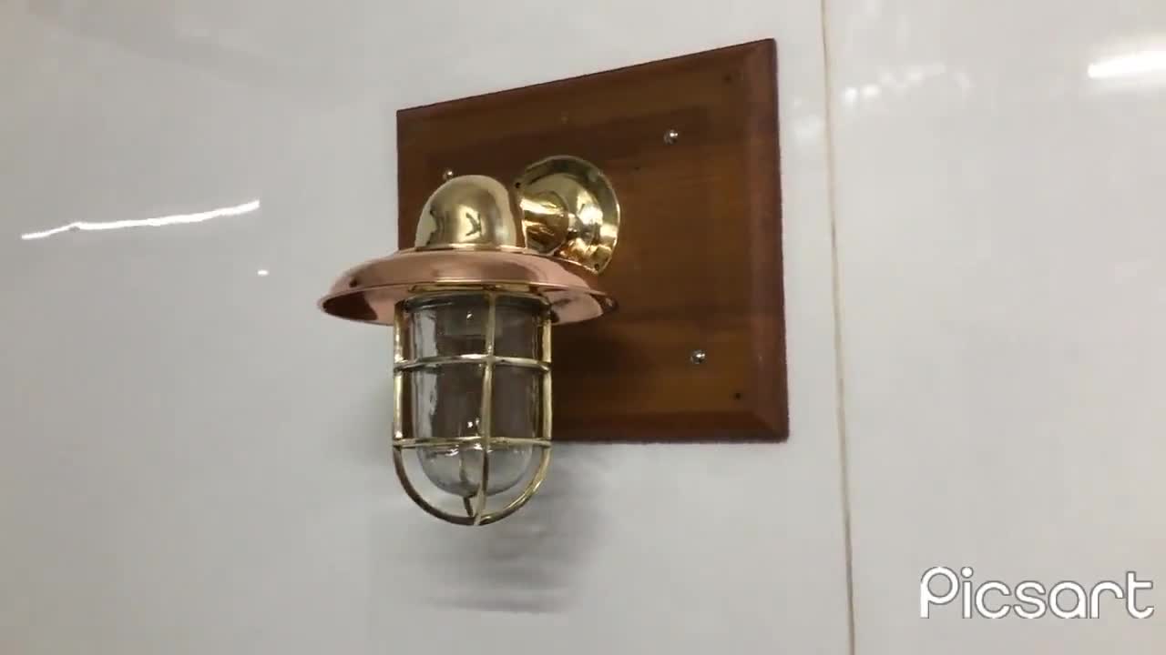 Nautical Style Marine Solid Brass Swan Ship Bulkhead Industrial Cage Sconce  Right Angle Wall Light With Extra Copper Shade -  Canada