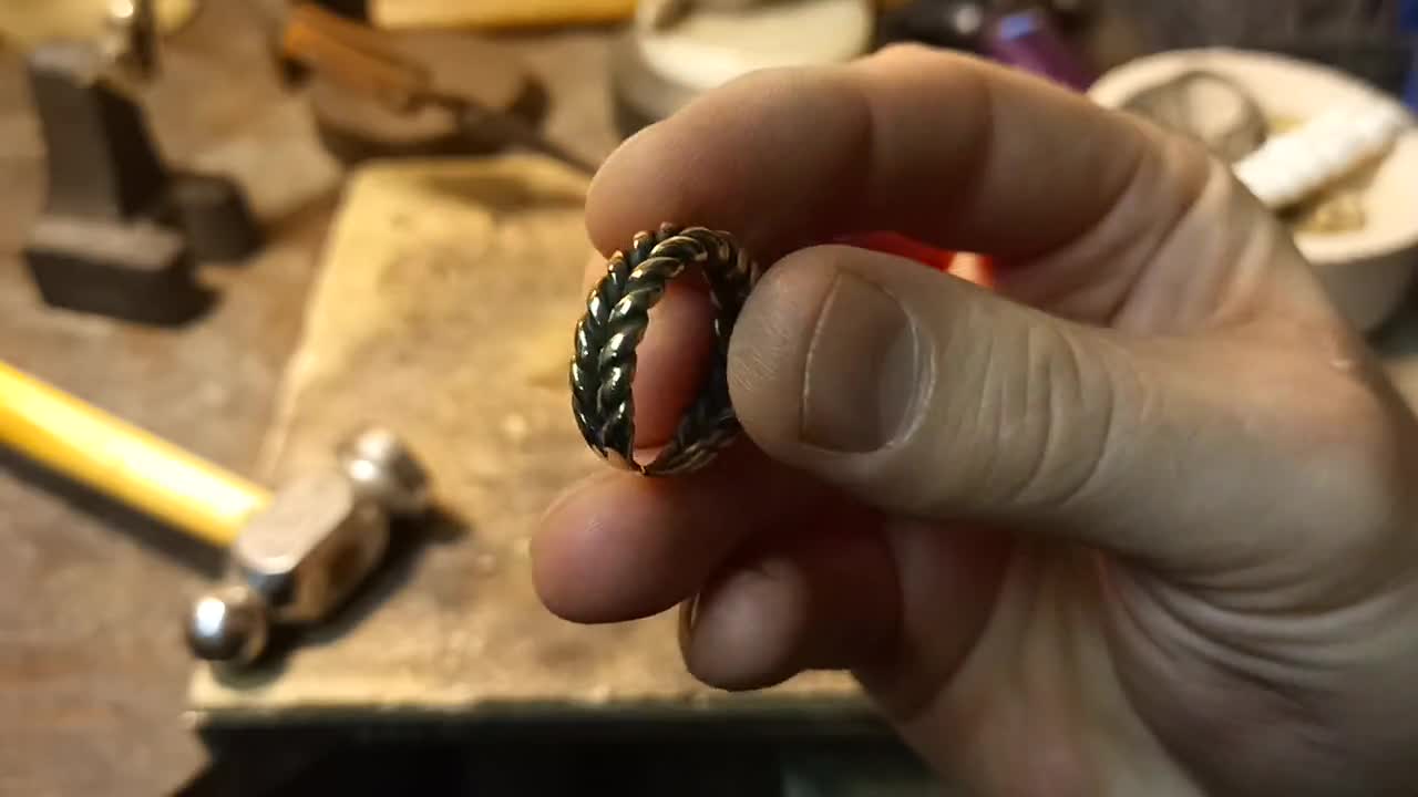 Solid Bronze Finger Ring from Medieval Poland. Slavic Jewelry. Historical Reenactment. video poster