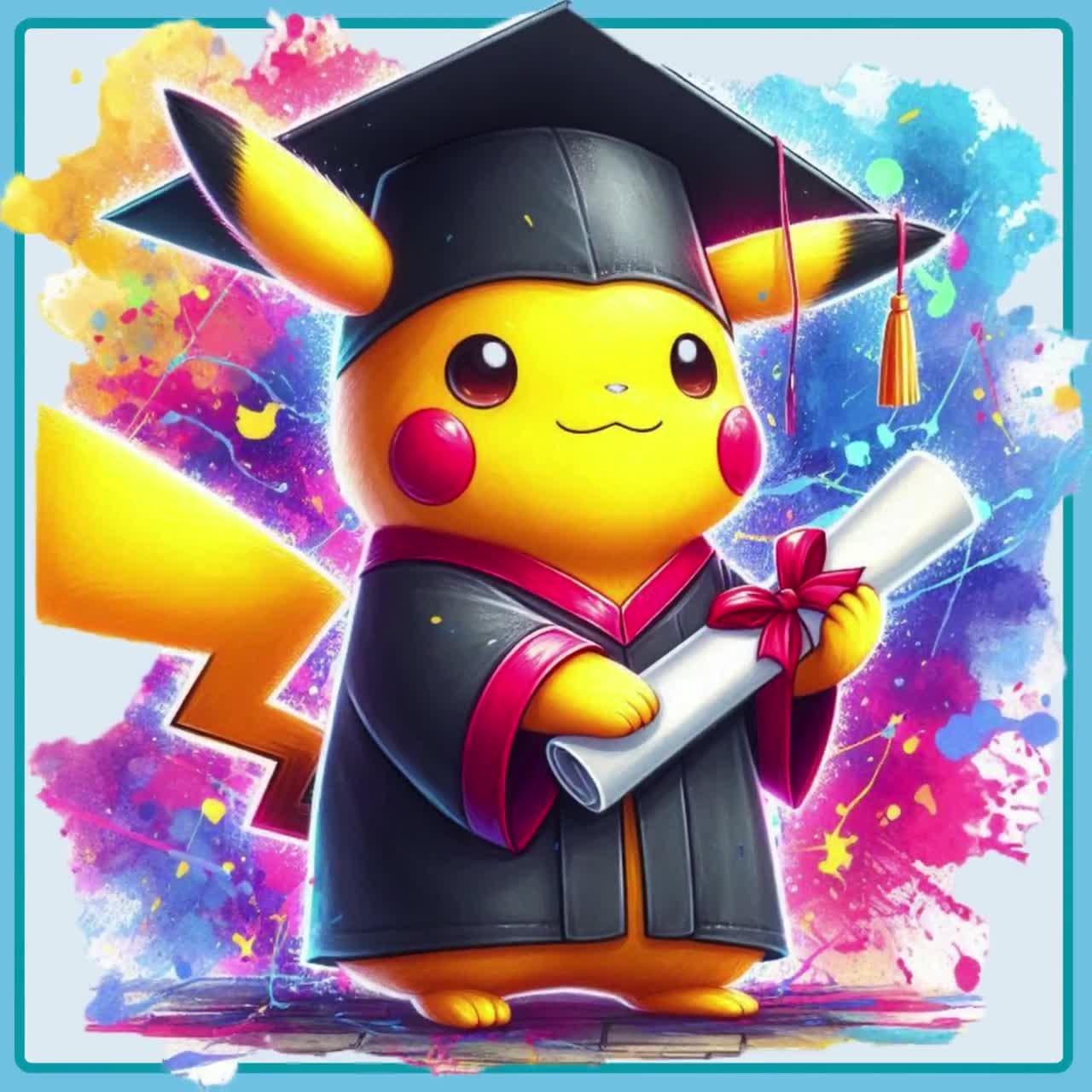 ピカチュウ卒業証書水彩スプラッシュ、クリップアート画像