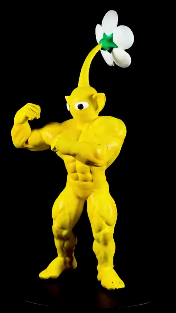 バフピクミンフィギュア、樹脂3Dプリント | 鮮やかな赤、青、黄色の