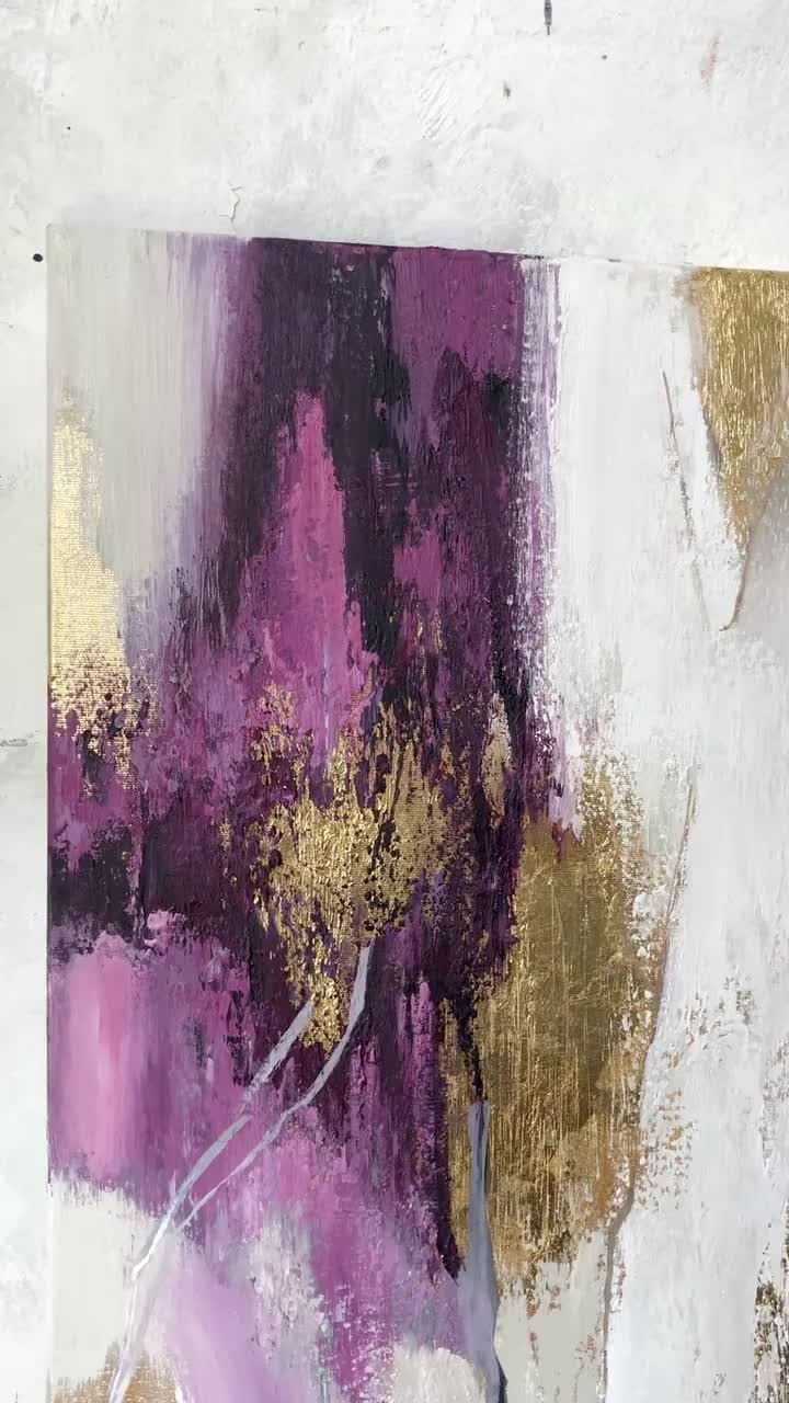 山岡清紫 作　■ 絵画 アート 油彩 抽象画 紫の抽象画 | 抽象的な紫の壁アート | 紫の絵画オリジナル | 紫の抽象