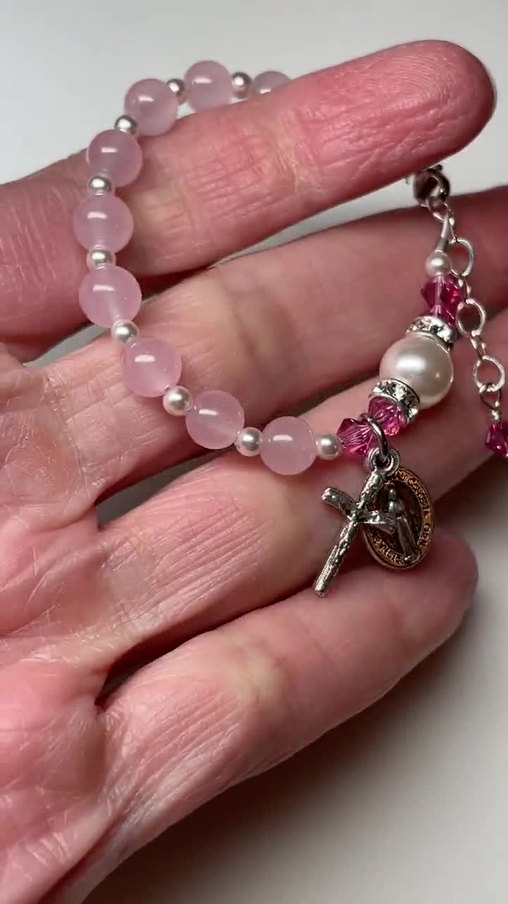 Baby Girl's Genuine Crystal shops Pastel Rosary in Pink & Purple | Personalized Rosary Baptism Gift for Girls and Women