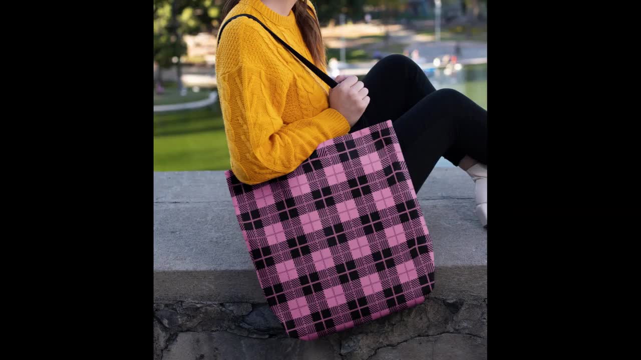 Pink hot sale tartan bag