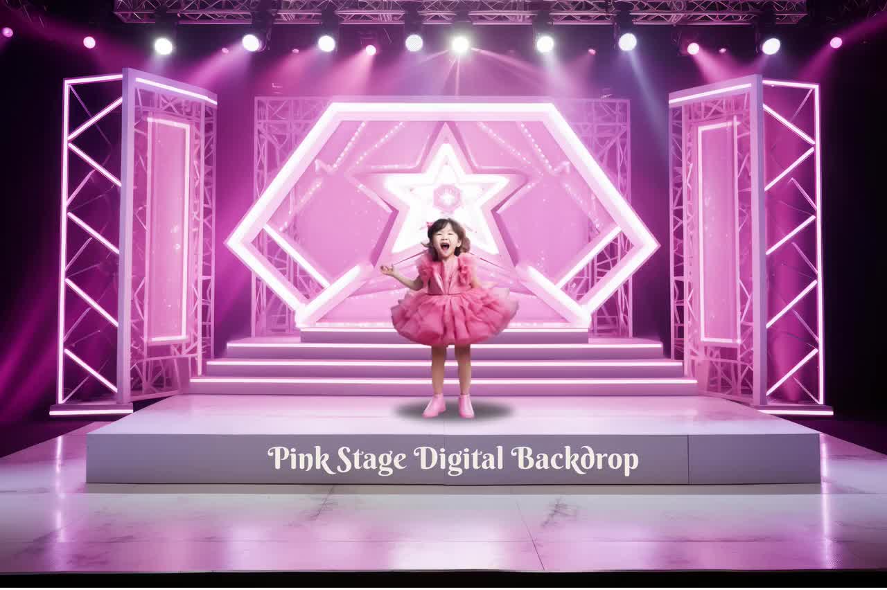 ピンクのステージデジタル背景 ステージパフォーマー 合成画像用