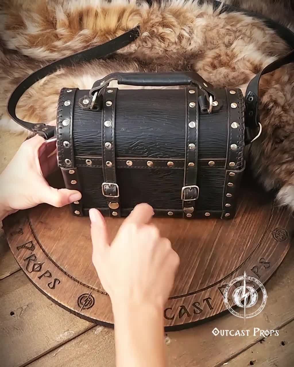 Leather Treasure Chest Pirate Chest Bag Larp Pirate Backpack