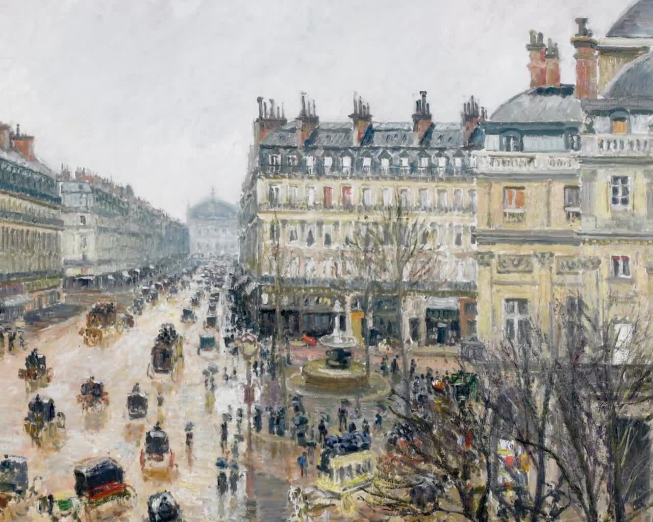 Paris Rain 1890s Camille Pissarro -- paris wall art print, impressionist  landscape painting, chic city art, french cityscape