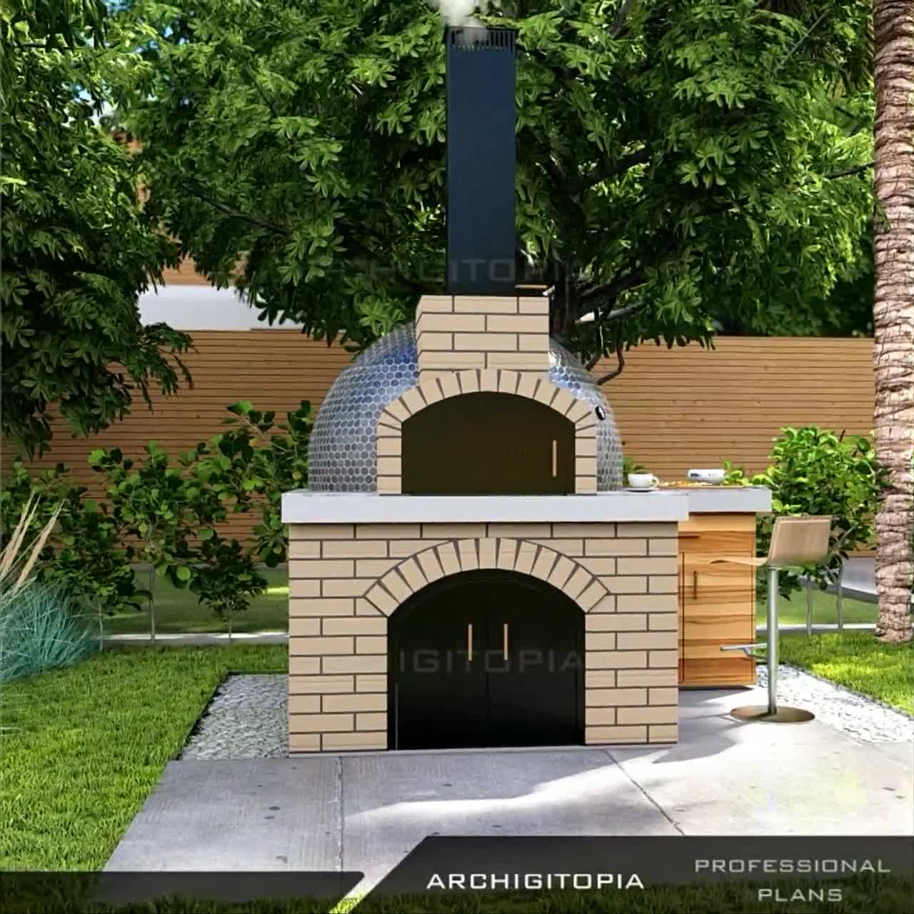 Planos y modelo 3D para horno de pizza exterior de leña (PDF) / Diseño de  horno casero para jardín, image size:1280x1280