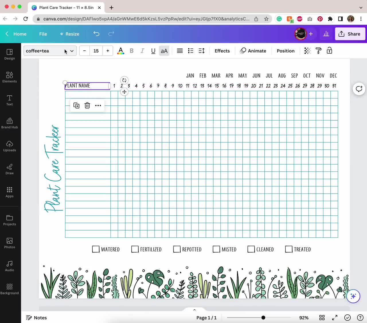 Printable & Editable Habit Tracker, Printable Plant Care Tracker, Plant  Care Calendar, Plant Watering and Fertilizing Schedule,