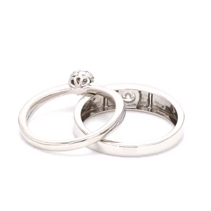 Chess Couple Rings in Platinum & Rose Gold with Single Diamonds JL PT –