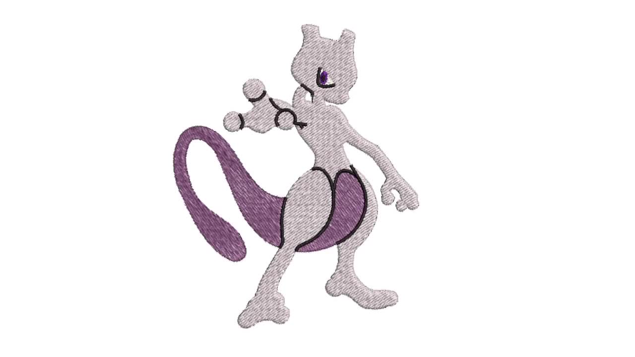 ポケモン 刺繍デザイン ミュウツー、ポケモン ミュウツー デザイン