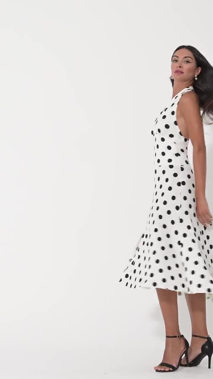 strapless open back dress Boatneck Dress in Scarlet Dot Xs / Scarlet Dot main image 1