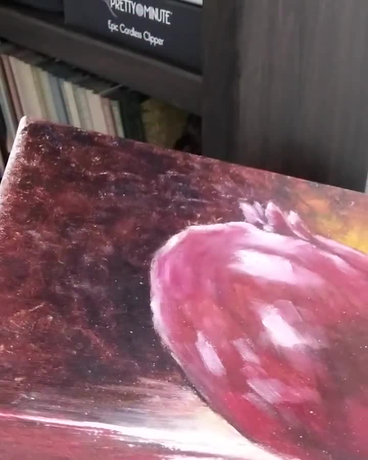 ザクロの油絵：抽象的な静物画フルーツアート、11x14 - Etsy 日本