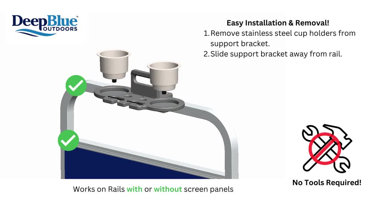 Pontoon Rail - Double Cup and Rod Holder with Tool Organizer slots – Deep  Blue Outdoors