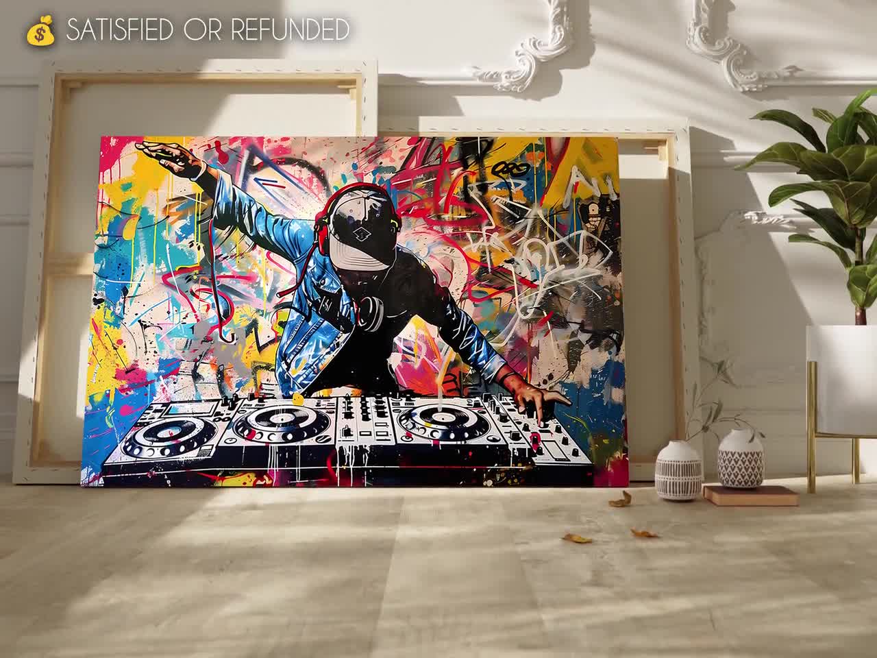 Dj Wall Art, Hip Hop Canvas Art, Music Room Decor Modern, Hip Hop