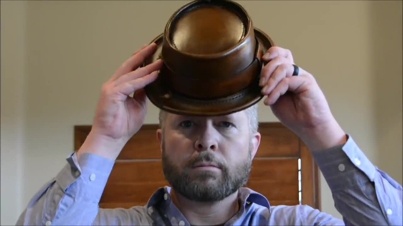 Leather Pork Pie Hat, Hand Rubbed Brown - Etsy